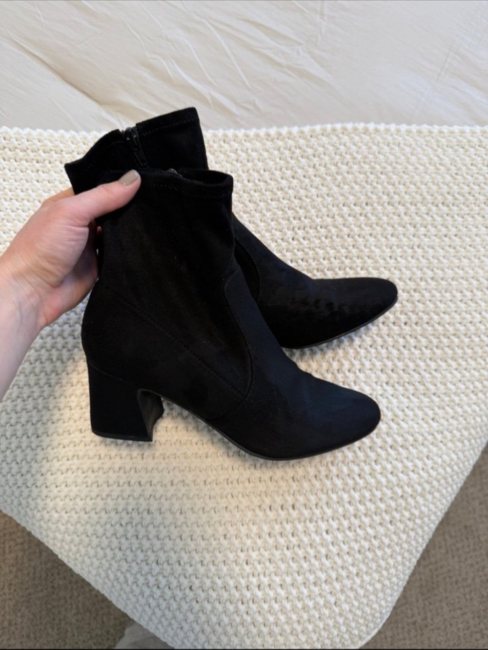 Unisa Black Suede Ankle Boots with Block Heel size 8